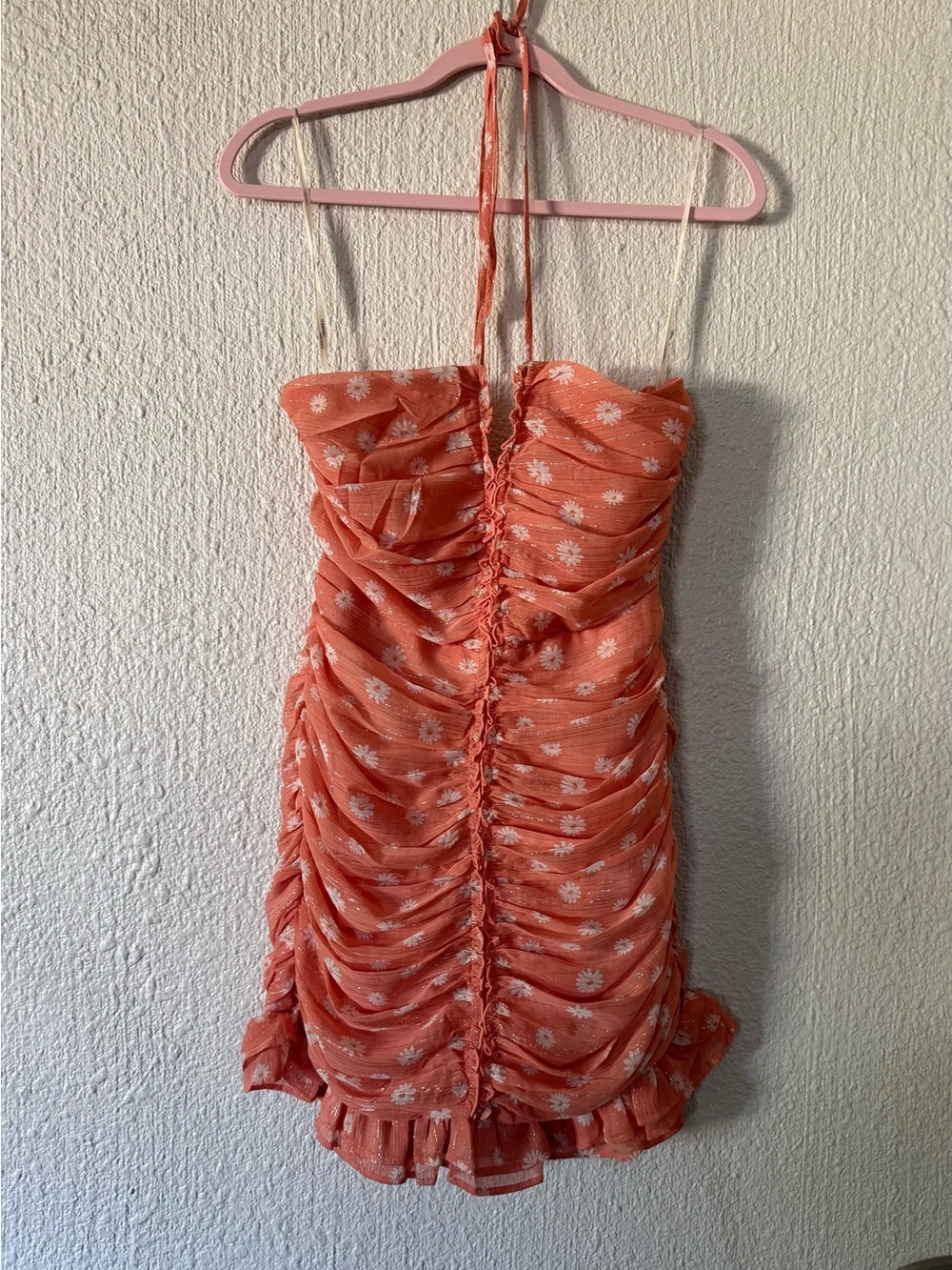Beautiful Forever 21 cinched Ruffle Halter Dress Tiger lily